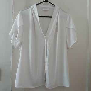 Calvin Klein flutter sleeve blouse